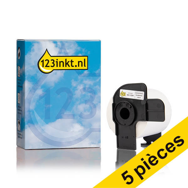 Offre : 5x 123encre remplace  Brother DK-11234 étiquettes pour badges nominatifs - noir sur blanc 650847 - 1