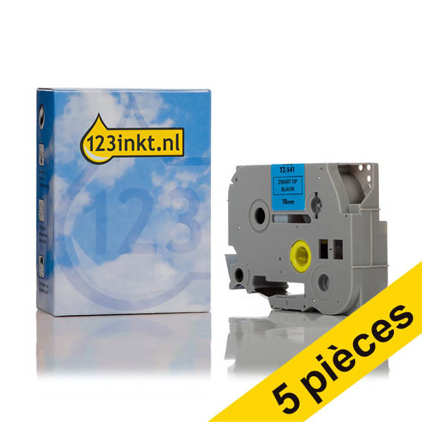 Offre : 5x 123encre remplace Brother TZe-541 ruban 18 mm - noir sur bleu 650844 - 1