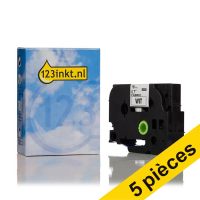 Offre : 5x 123encre remplace Brother TZe-FA4 ruban textile 18 mm - bleu sur blanc 650856