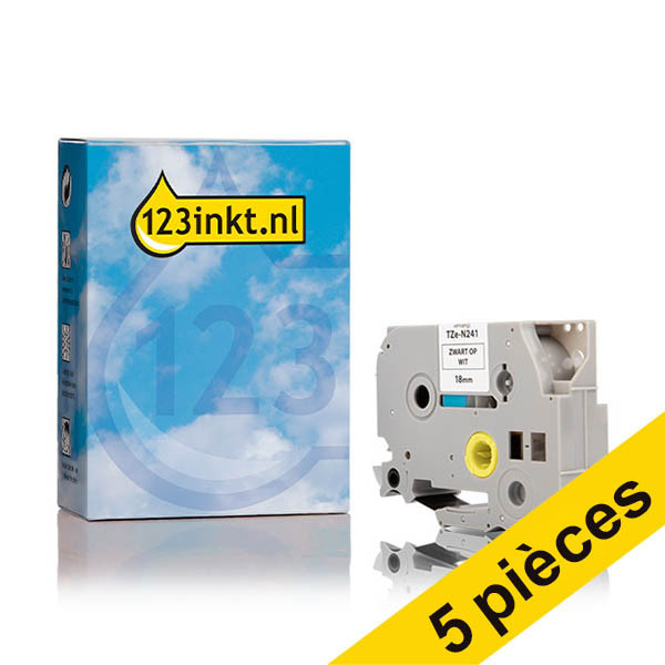 Offre : 5x 123encre remplace Brother TZe-N241 ruban 18 mm - noir sur blanc 650845 - 1
