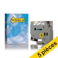 Offre : 5x 123encre remplace Brother TZe-S121 ruban adhésif supplémentaire 9 mm - noir sur transparent 650848