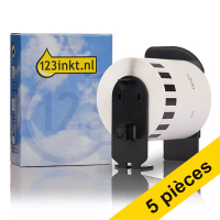 Offre : 5x Marque 123encre remplace Brother DK-22251 rouleau d'étiquettes en papier continu - rouge/noir sur blanc 653071