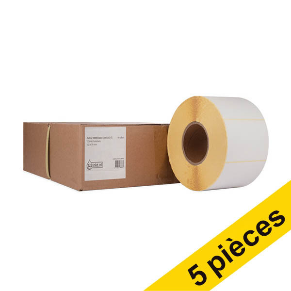 Offre : 5x Marque 123encre remplace Zebra Z-Perform 1000D (3007253-T) étiquettes 102 x 76 mm (4 rouleaux) 650878 - 1