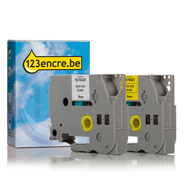 Offre : la marque 123encre remplace Brother Flexi ID multipack de rubans 9 mm 350608 - 1