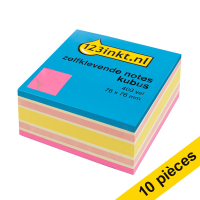 Offre : 10x 123encre notes repositionnables en cube 76 x 76 mm - rose fluo