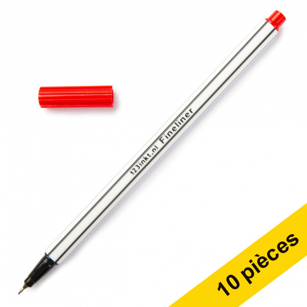 Offre : 10x 123encre stylo-feutre pointe fine - rouge 300433 - 1