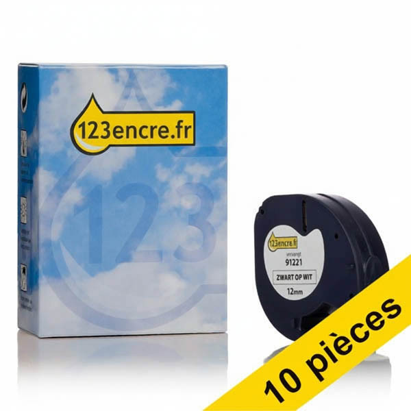 Offre : 10x Dymo S0721530 / 12267 ruban plastique 12 mm (marque 123encre) - transparent 650776 - 1