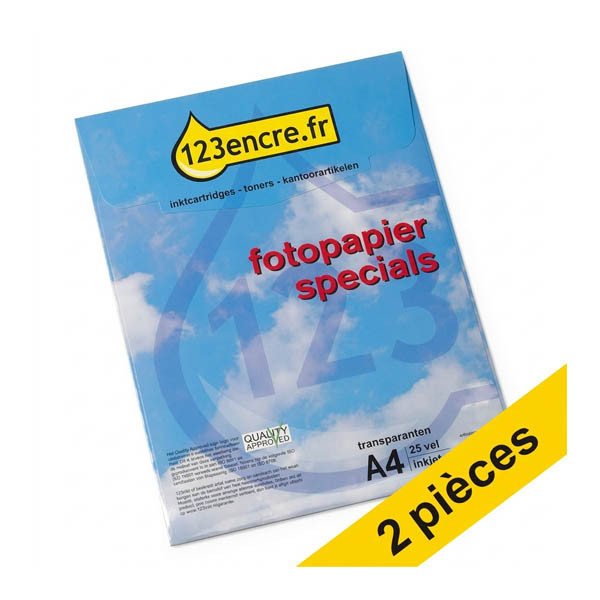Offre : 123encre films transparents pour imprimantes à jet d'encre (50 feuilles) 064183 - 1