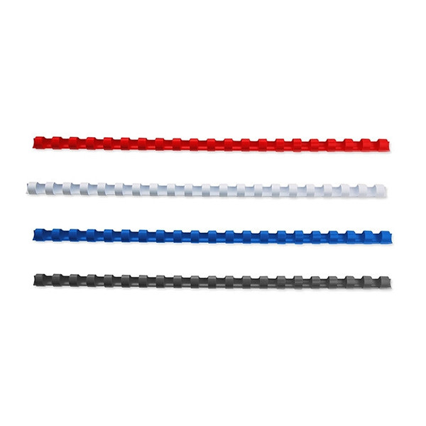 Offre : 123encre peigne de reliure 8 mm (400 pièces) - bleu, rouge, noir et blanc 340058 - 1
