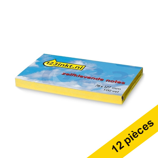 Offre : 12x 123encre notes autocollantes 76 x 127 mm - jaune 300205 - 1