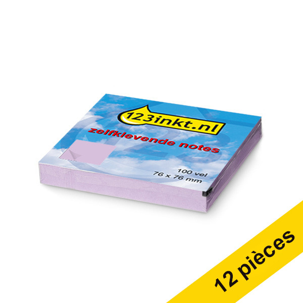 Offre : 12x 123encre notes autocollantes 76 x 76 mm - lilas 300491 - 1