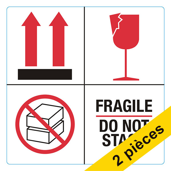 Offre : 2x 123encre étiquettes de signalisation Fragile/Do not stack (1000 étiquettes) 302354 - 1