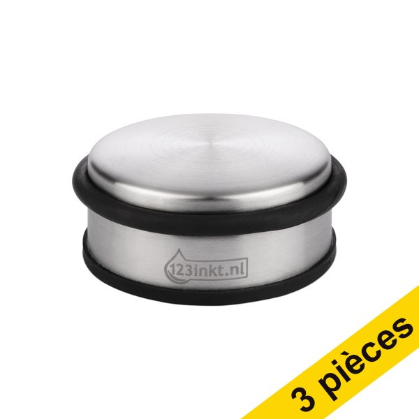 Offre : 3x 123encre butoir de porte 1 kg chrome/noir - modèle bas 247490 - 1