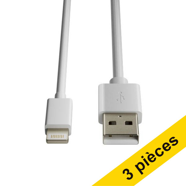 Offre : 3x 123encre câble de charge Lightning (1 mètre) - blanc 302472 - 1