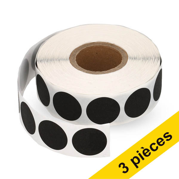 Offre : 3x 123encre pastilles adhésives Ø 18 mm (1000 étiquettes en continu) - noir 035237 - 1