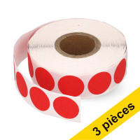 Offre : 3x 123encre pastilles adhésives Ø 18 mm (1000 étiquettes en continu) - rouge 035233
