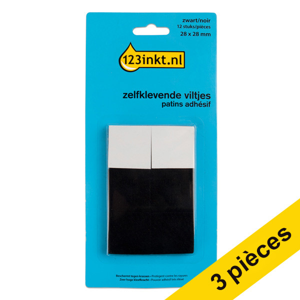 Offre : 3x 123encre patins adhésifs carrés 28 mm (12 pièces) - noir 301021 - 1