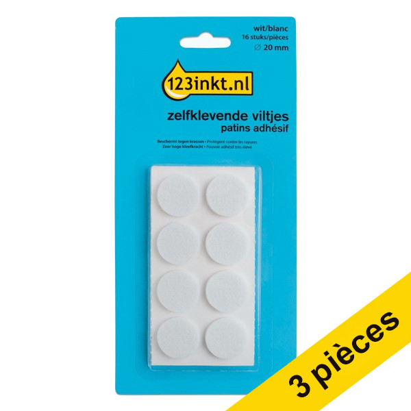Offre : 3x 123encre patins adhésifs ronds 20 mm (16 pièces) - blanc 301018 - 1