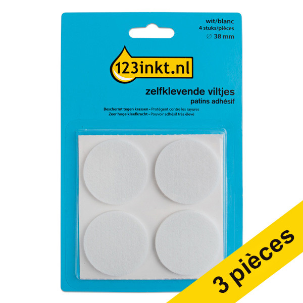 Offre : 3x 123encre patins adhésifs ronds 38 mm (4 pièces) - blanc 301024 - 1