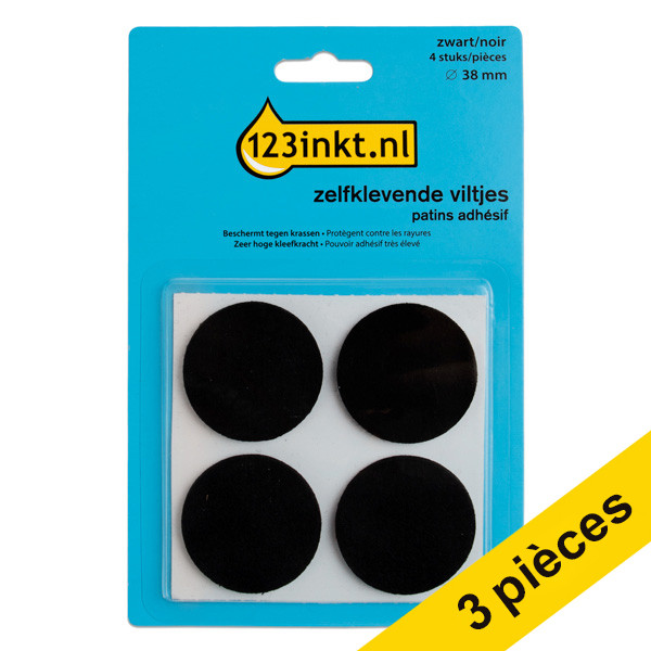 Offre : 3x 123encre patins adhésifs ronds 38 mm (4 pièces) - noir 301023 - 1