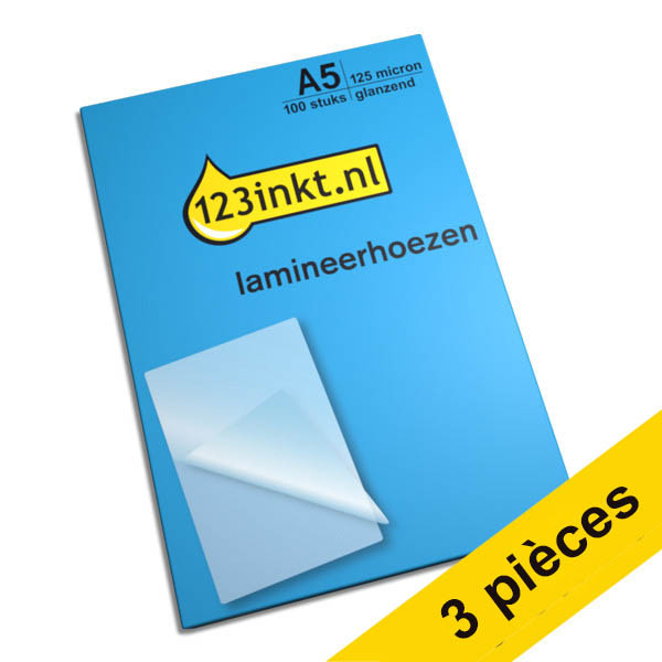 Offre : 3x 123encre pochette de plastification pour document A5 brillant 2x125 microns (100 pièces) 301137 - 1