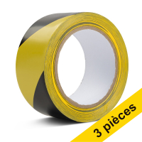Offre : 3x 123encre ruban de marquage au sol autocollant 50 mm x 33 m - noir/jaune 302552