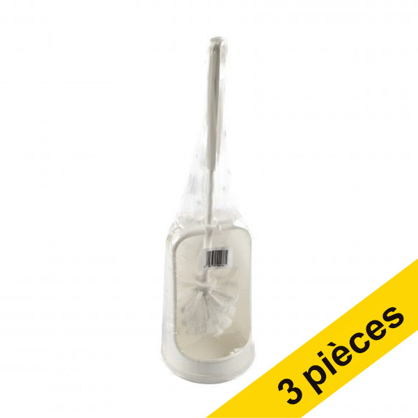 Offre : 3x 123schoon brosse de toilette avec support - blanc SDR06171 - 1