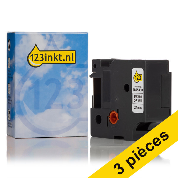 Offre : 3x Dymo 1805430 IND Rhino ruban d'étiquettes vinyle noir sur blanc 24 mm (marque 123encre) 089252 - 1