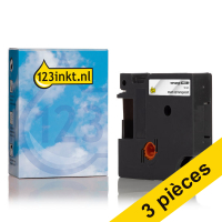 Offre : 3x Dymo 622289 IND Rhino ruban d'étiquettes permanentes polyester 12 mm (marque 123encre) - noir sur transparent 089249