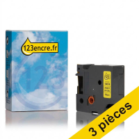 Offre : 3x Dymo S0718340/18058 IND Rhino ruban d'étiquettes thermorétractables 18 mm (marque 123encre) - noir sur jaune 089250