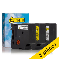Offre : 3x marque 123encre remplace Dymo D1 multipack de rubans 19 mm - noir sur blanc/sur jaune/sur transparent) 089297