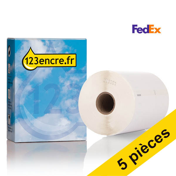 Offre : 5x 123encre LW650XL PRO étiquettes d'expédition FedEx extra larges et durables (104 x 159 mm) 653265 - 1