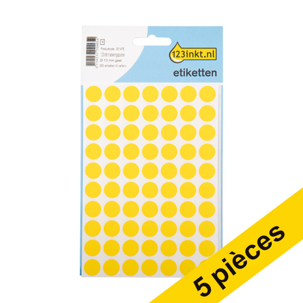 Offre : 5x 123encre pastilles de marquage Ø 13 mm (280 étiquettes) - jaune 301510 - 1