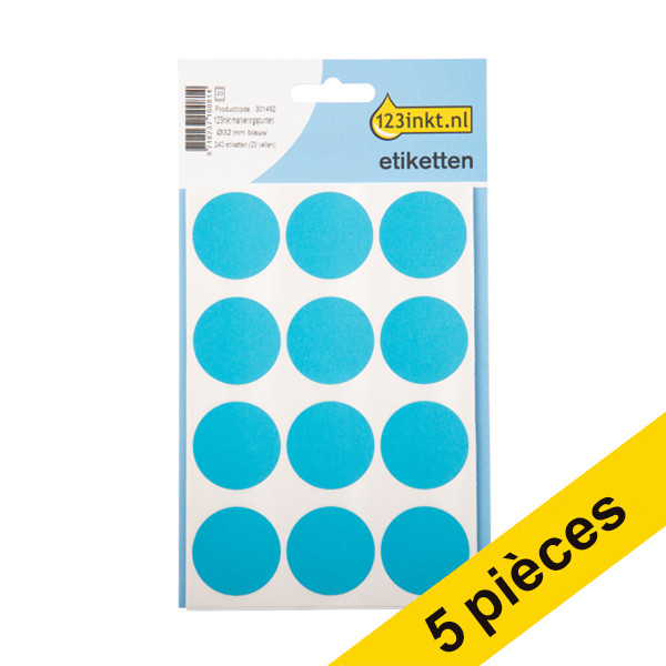 Offre : 5x 123encre pastilles de marquage Ø 32 mm - bleu (240 étiquettes) 301526 - 1