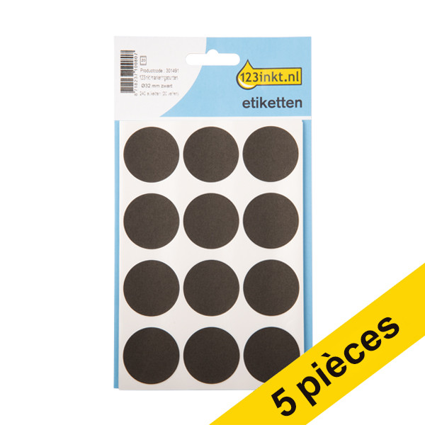 Offre : 5x 123encre pastilles de marquage Ø 32 mm - noir (240 étiquettes) 301525 - 1