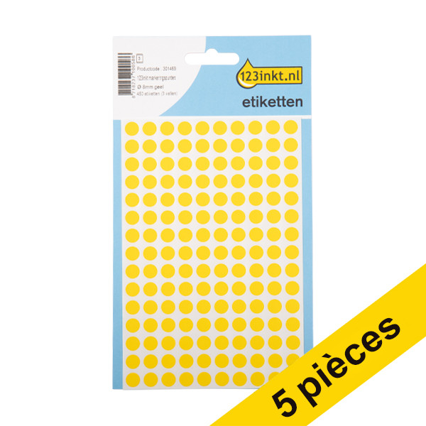 Offre : 5x 123encre pastilles de marquage Ø 8 mm - jaune (450 étiquettes) 301503 - 1