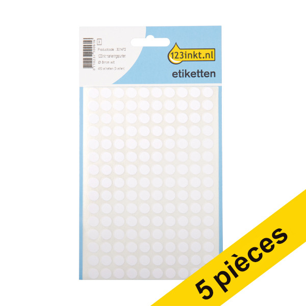 Offre : 5x 123encre pastilles de marquage Ø 8 mm (450 étiquettes) - blanc 301506 - 1