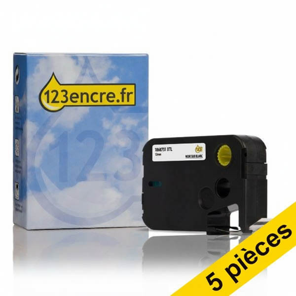 Offre : 5x Dymo 1868751 XTL ruban vinyle 12 mm (marque 123encre) - noir sur blanc 650596 - 1