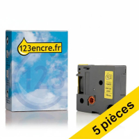 Offre : 5x Dymo S0718090 / 18491 IND Rhino ruban adhésif en nylon souple 19 mm (marque 123encre) - noir sur jaune 650612