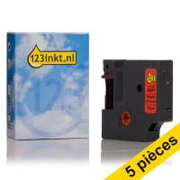 Offre : 5x Dymo S0720570/45017 ruban 12 mm (marque 123encre) - noir sur rouge 650581