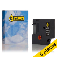 Offre : 5x Dymo S0720610/45021 ruban d'étiquettes 12 mm (marque 123encre) - blanc sur noir 650552