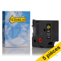 Offre : 5x Dymo S0720910 / 45811 ruban 19 mm (marque 123encre) - blanc sur noir