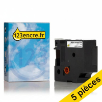 Offre : 5x Dymo S0720920/53710 ruban 24 mm (marque 123encre) - noir sur transparent