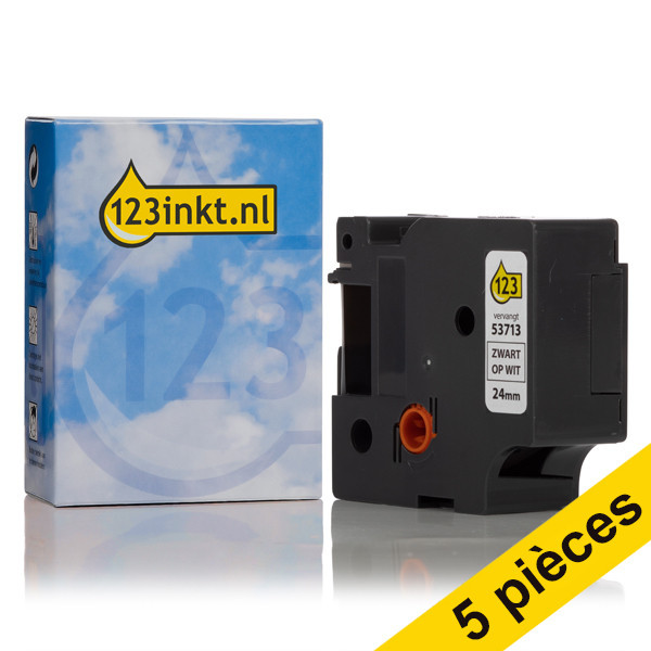 Offre : 5x Dymo S0720930 / 53713 ruban 24 mm (marque 123encre) - noir sur blanc 650567 - 1