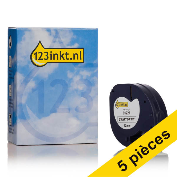 Offre : 5x Dymo S0721660 / 91221 ruban plastique 12 mm (marque 123encre) - blanc 653099 - 1