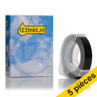 Offre : 5x Dymo S0898130  / 520109 ruban d'étiquettes en relief (marque 123encre) - blanc sur noir 650522