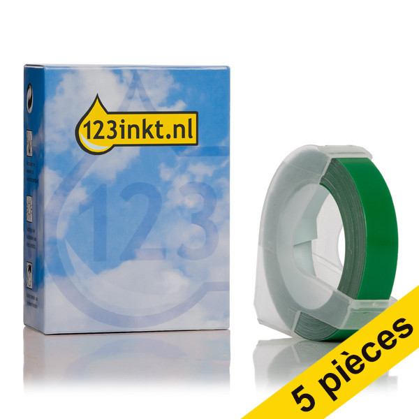 Offre : 5x Dymo S0898160 ruban d'étiquettes en relief (marque 123encre) - blanc sur vert 650603 - 1