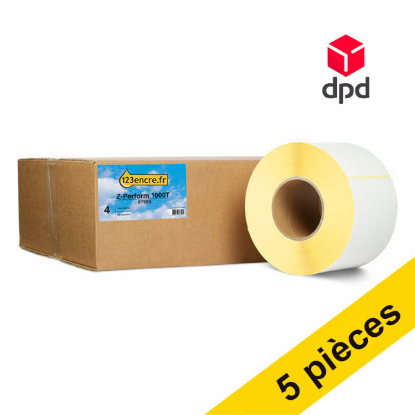 Offre : 5x Marque 123encre remplace Zebra Z-Perform 1000T étiquettes DPD (87985) 102 x 152 mm (4 rouleaux) 653430 - 1