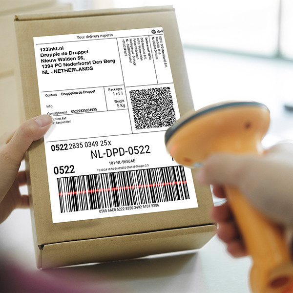 Offre : 5x marque 123encre remplace Zebra Z-Select 2000D étiquettes DPD (800740-605) 102 x 152 mm (4 rouleaux) 653432 - 2