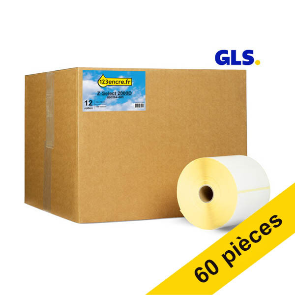 Offre : 5x marque 123encre remplace Zebra Z-Select 2000D étiquettes GLS (800264-605) 102 x 152 mm (12 rouleaux) 653248 - 1